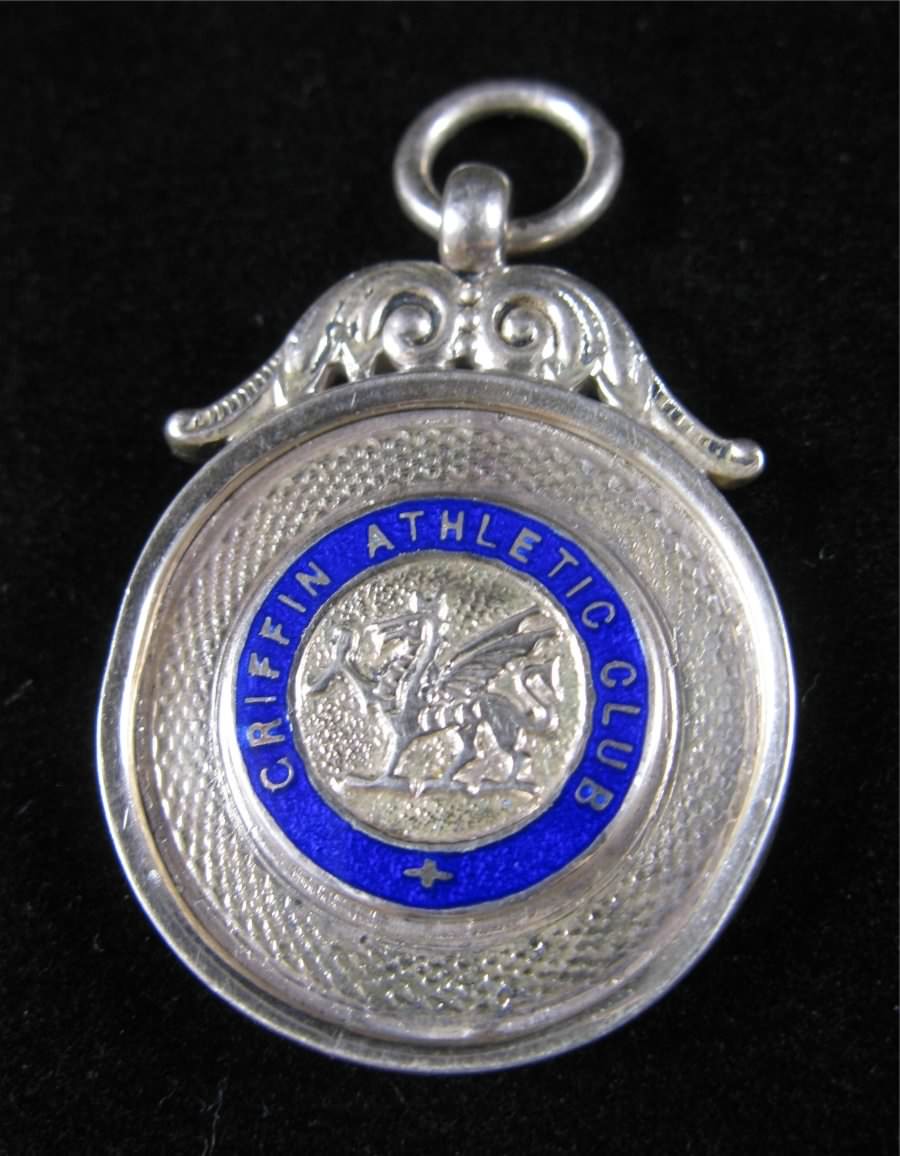 Vintage silver football award fob 1928