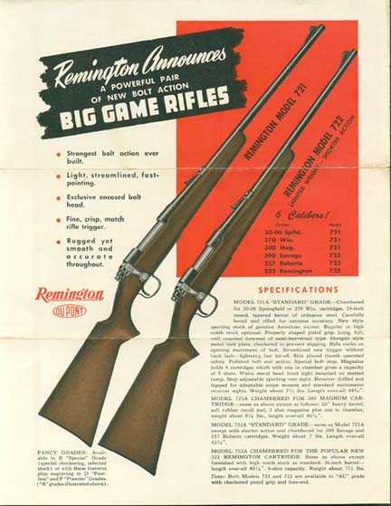 1 Sheet Flyer for Remington  Model 600 Carbine Rifle circa 1960s 