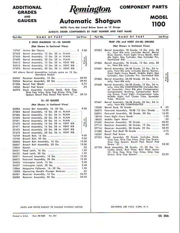 Remington Model 11 Serial Number Chart