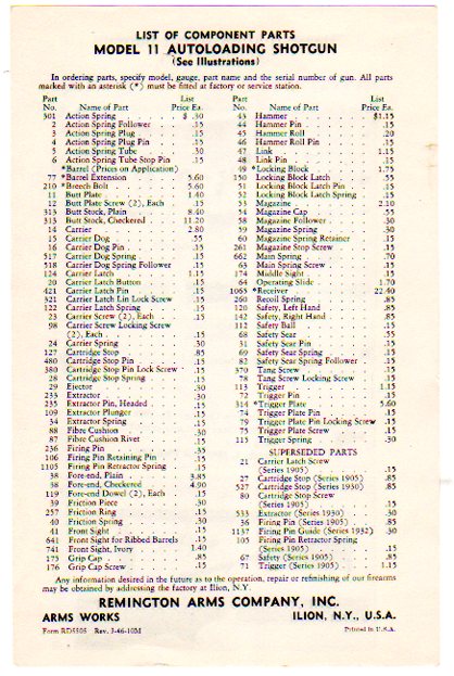 Remington Model 11 Serial Number Chart