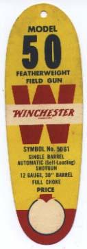 W 6977  Winchester Hang tag Model 50